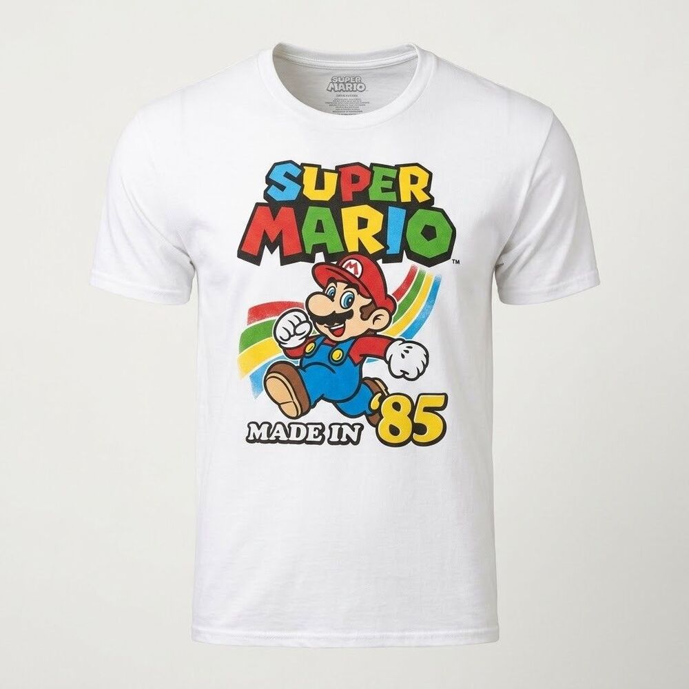 Super Mario Bros Made In 85 Mens XXL White Short Sleeve Nintendo Graphic Shirt